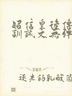 昭信皇后传sp训诫文无弹窗封面