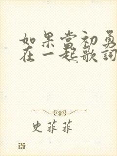 如果当初勇敢的在一起歌词