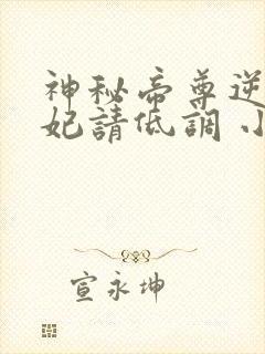 神秘帝尊逆天狂妃请低调 小说