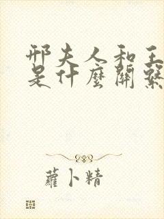 邢夫人和王夫人是什么关系