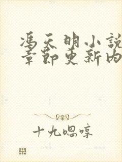 冯天明小说最新章节更新内容解读