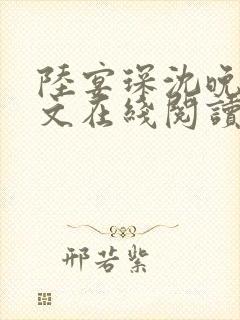 陆宴琛沈晚星全文在线阅读