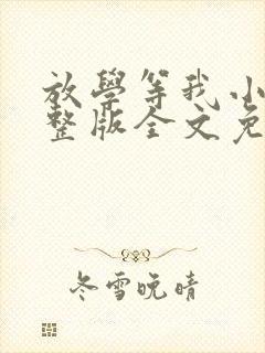 放学等我小说完整版全文免费阅读封面