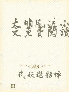 大明风流小说全文免费阅读txt完结版