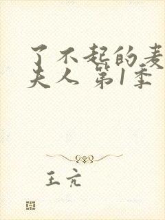 了不起的麦瑟尔夫人 第1季