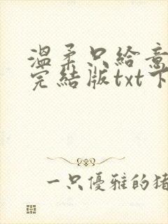 温柔只给意中人完结版txt下载