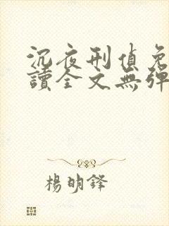 沉夜刑侦免费阅读全文无弹窗封面