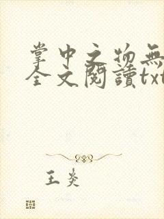 掌中之物无删减全文阅读txt封面