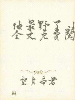 他最野了 小说全文免费阅读