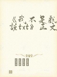 《我不是戏神小说txt》正文封面