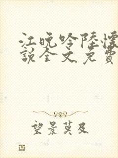 江晚吟陆怀璟小说全文免费阅读