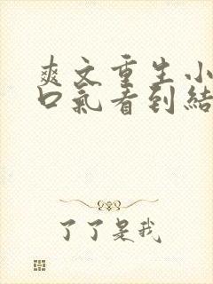 爽文重生小说一口气看到结局