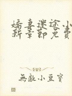 娇妻迷途小说最新章节免费阅读