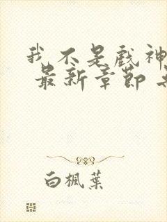 我不是戏神小说 最新章节 无弹窗