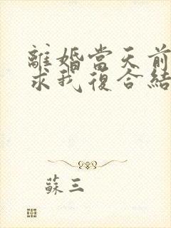 离婚当天前夫跪求我复合结局