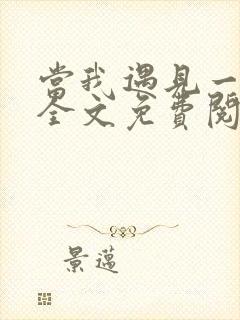 当我遇见一个人全文免费阅读