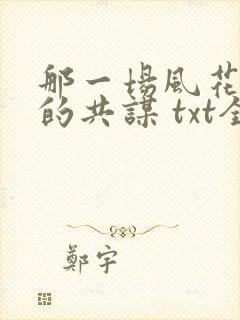 那一场风花雪月的共谋 txt全本