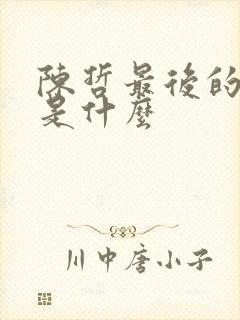 陈哲最后的结局是什么封面