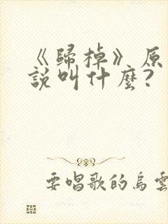 《归棹》原著小说叫什么?