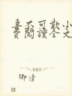 妻不可欺小说免费阅读全文