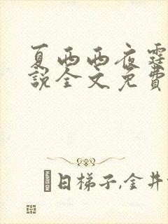 夏西西夜霆枭小说全文免费阅读封面