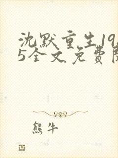 沈默重生1985全文免费阅读无弹窗