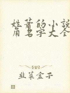 姓萧的小说男主角名字大全封面