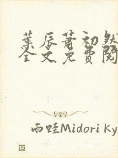 叶辰萧初然小说全文免费阅读无弹窗封面