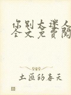 你别太迷人小说全文免费阅读