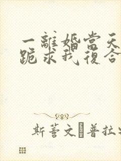 一离婚当天前夫跪求我复合封面