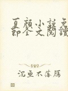 夏颜小说免费章节全文阅读