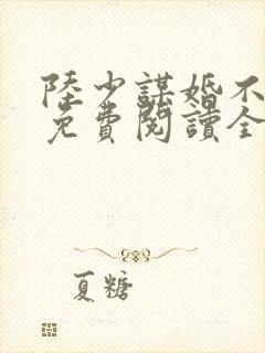 陆少谋婚不由你免费阅读全文封面