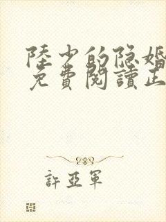 陆少的隐婚罪妻免费阅读正版