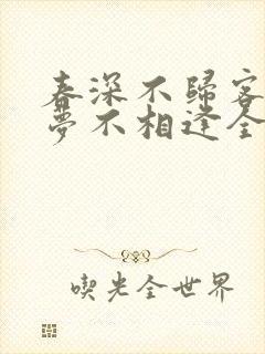 春深不归客,清梦不相逢全文免费阅读封面