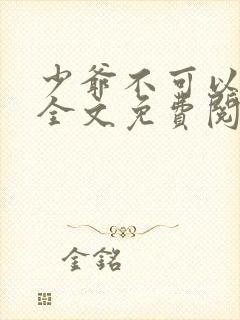 少爷不可以小说全文免费阅读无弹窗封面