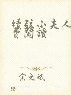 续弦小夫人 免费阅读封面