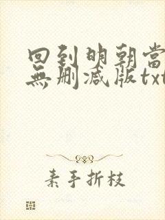 回到明朝当王爷无删减版txt下载