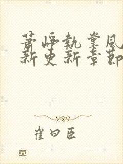 萧峥执掌风云最新更新章节