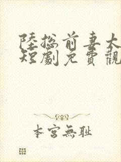 陆总前妻太傲娇短剧免费观看全集高清