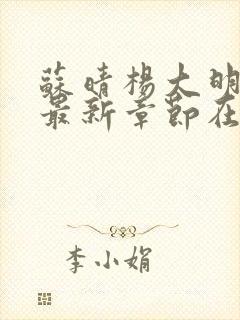 苏晴杨大明小说最新章节在线阅读