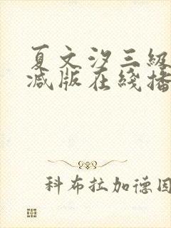 夏文汐三级未删减版在线播放