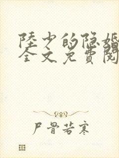 陆少的隐婚罪妻全文免费阅读大结局