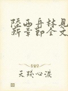 陆西舟林见微最新章节全文免费阅读