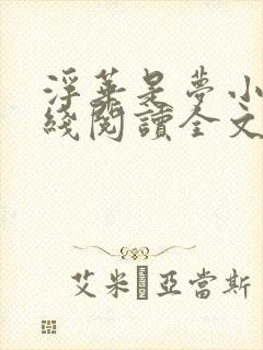 浮华是梦小说在线阅读全文