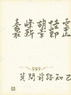 秦峰胡佳云小说最新章节正版