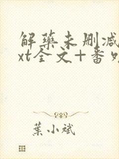 解药未删减版txt全文+番外封面