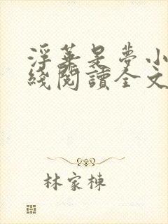 浮华是梦小说在线阅读全文