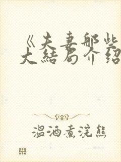 《夫妻那些事》大结局介绍