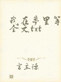 我在梦里等花开全文txt