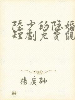 陆少的隐婚罪妻短剧免费观看